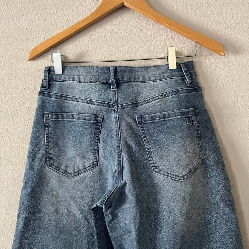 Light Blue Embroidered Wide-Leg Jeans - Picture 7 of 9